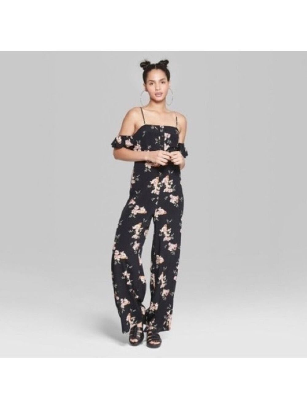 Wild Fable Black cold-shoulder jumpsuit.